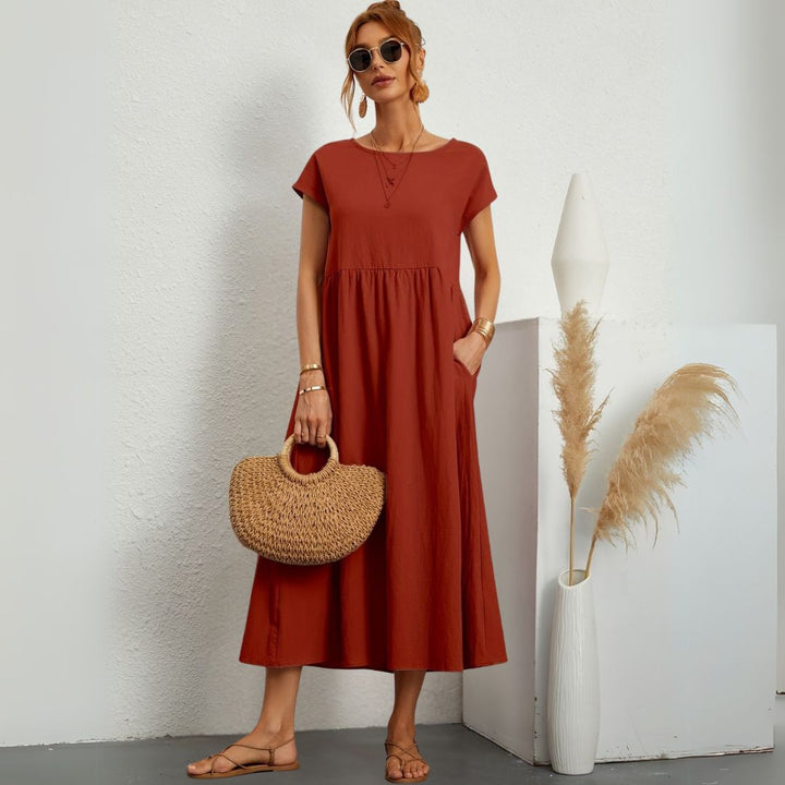 Leanne | Damen Maxikleid mit Rundhals