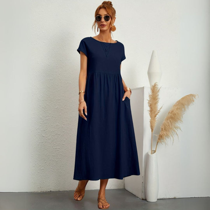 Leanne | Damen Maxikleid mit Rundhals