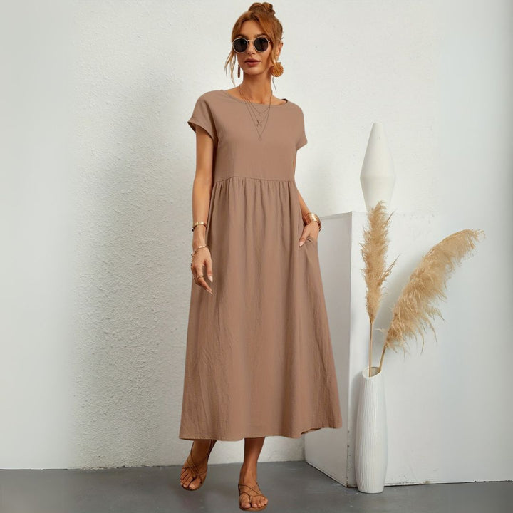 Leanne | Damen Maxikleid mit Rundhals