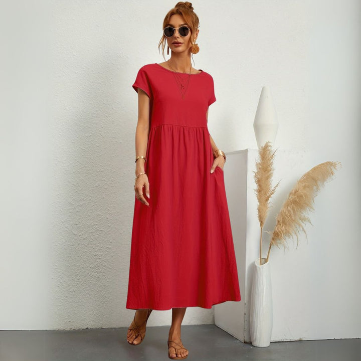 Leanne | Damen Maxikleid mit Rundhals