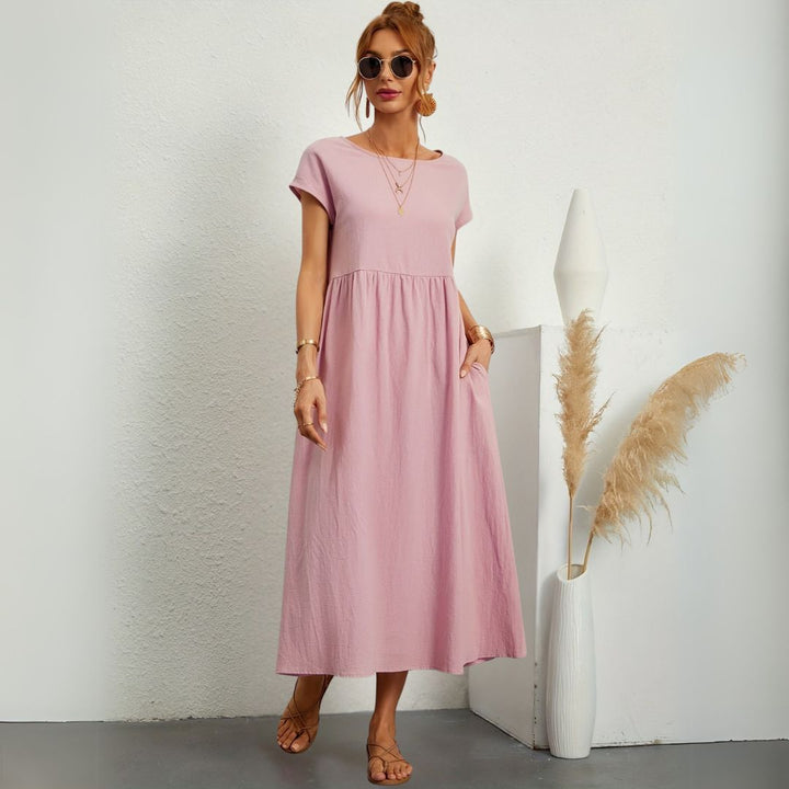 Leanne | Damen Maxikleid mit Rundhals