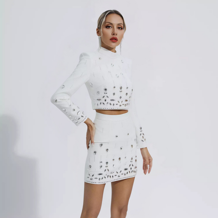 Leona | Damen Zweiteiler mit Glitzersteinverzierung