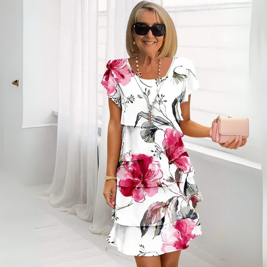 Lilly | Damen Sommerkleid Blumenprint mit Stufenrock
