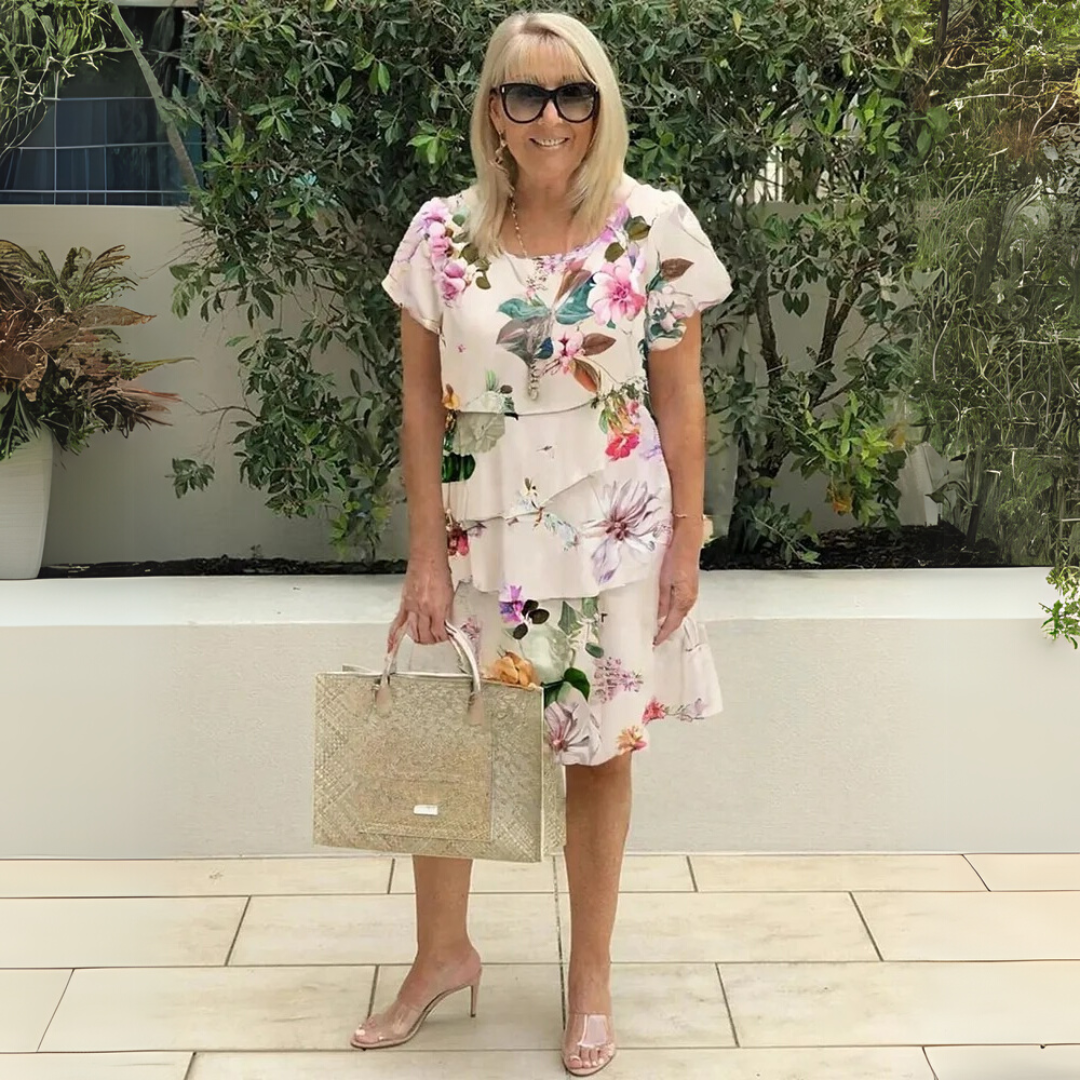 Lilly | Damen Sommerkleid Blumenprint mit Stufenrock