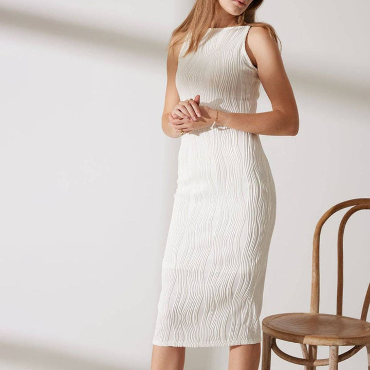 Lissa | Figurbetontes Midikleid mit Water-Ripple-Design für Frauen