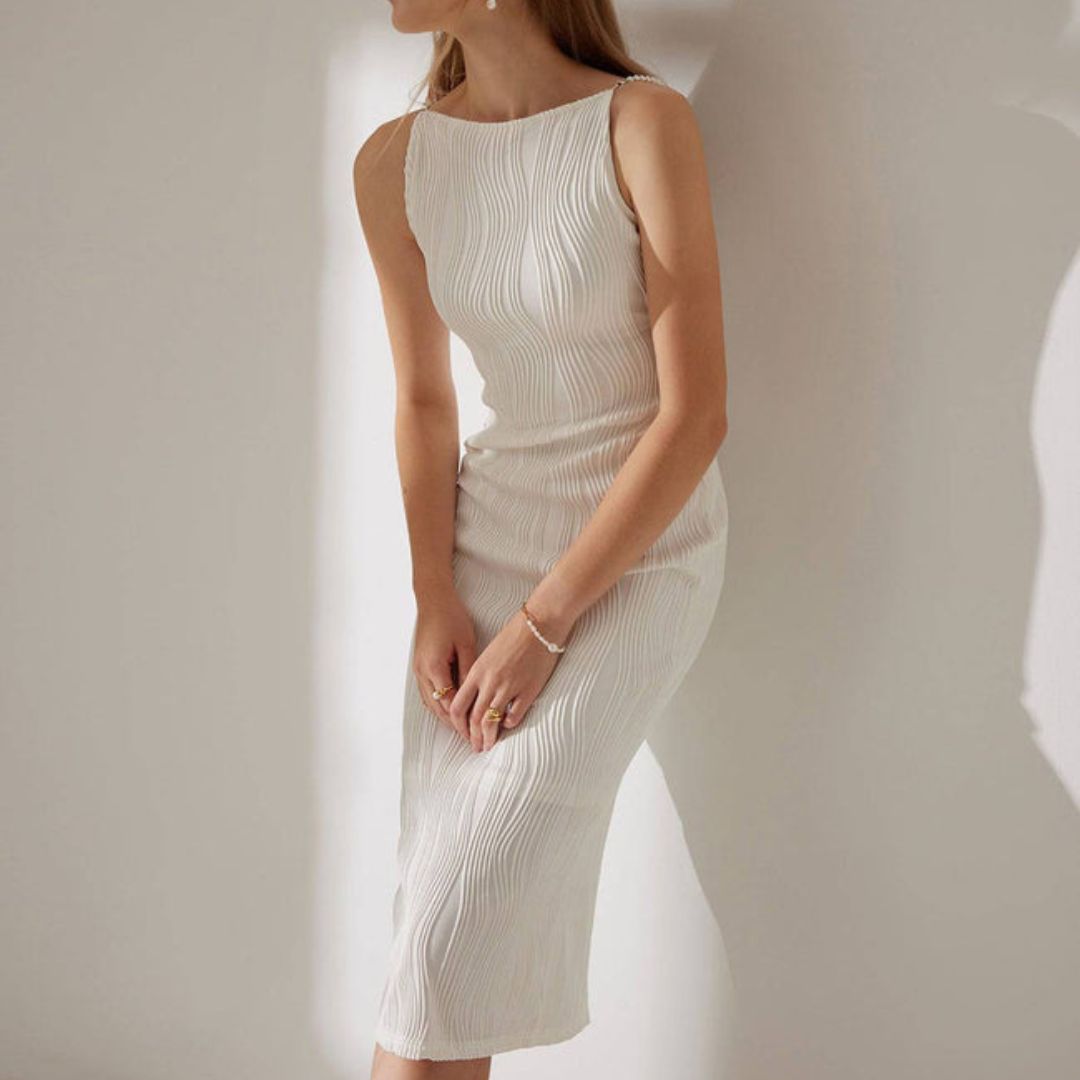 Lissa | Figurbetontes Midikleid mit Water-Ripple-Design für Frauen