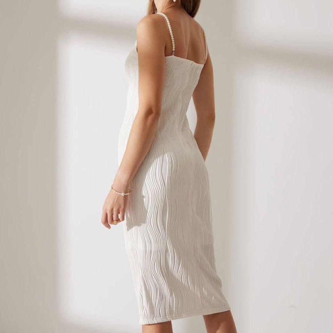 Lissa | Figurbetontes Midikleid mit Water-Ripple-Design für Frauen