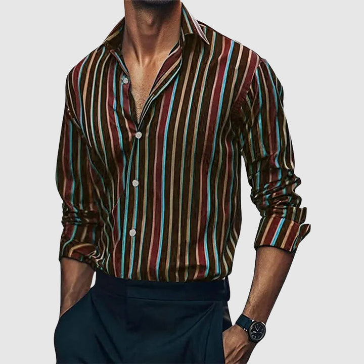 Nicolo | Elegantes gestreiftes Langarmhemd für Männer