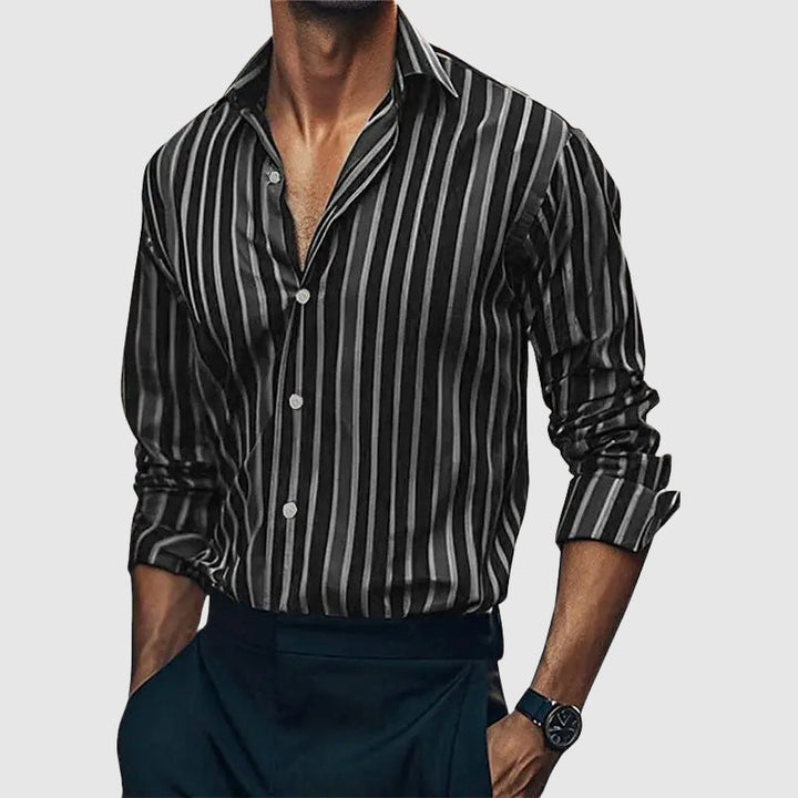 Nicolo | Elegantes gestreiftes Langarmhemd für Männer