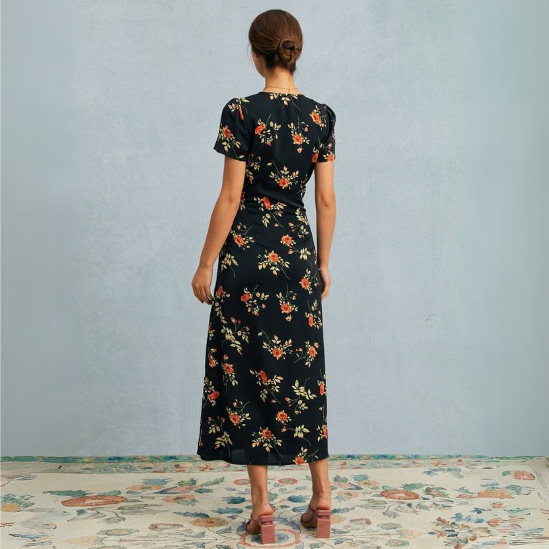Lorie | Geblümtes Maxikleid mit Schlitz für Frauen