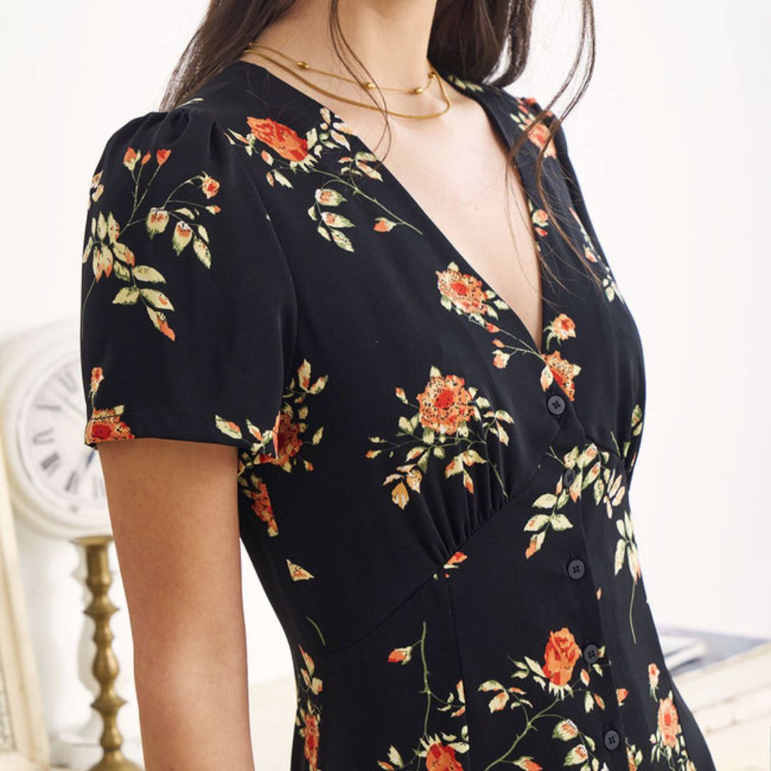 Lorie | Geblümtes Maxikleid mit Schlitz für Frauen