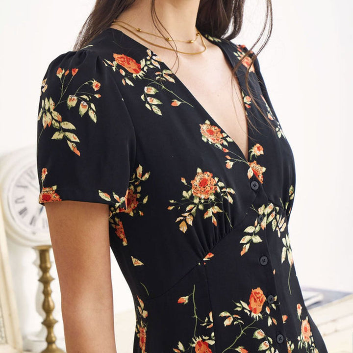Lorie | Geblümtes Maxikleid mit Schlitz für Frauen