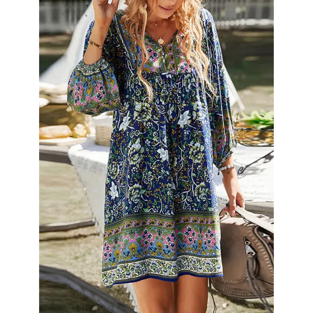 Yara | Boho-Minikleid mit Blumenmuster für Frauen