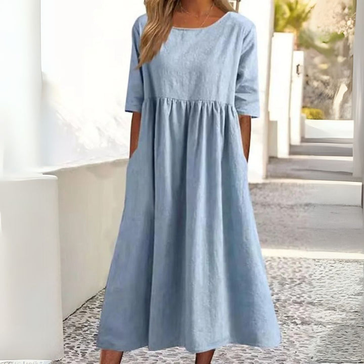 Mika | Damen Sommerkleid mit halblangen Ärmeln und Taschen