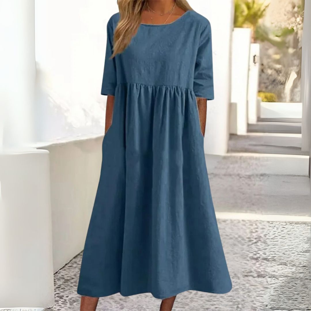 Mika | Damen Sommerkleid mit halblangen Ärmeln und Taschen