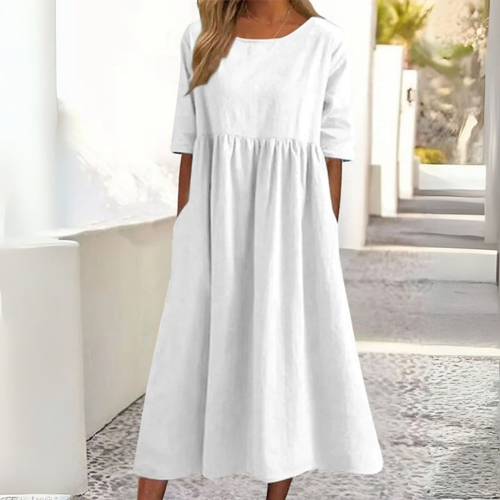 Mika | Damen Sommerkleid mit halblangen Ärmeln und Taschen
