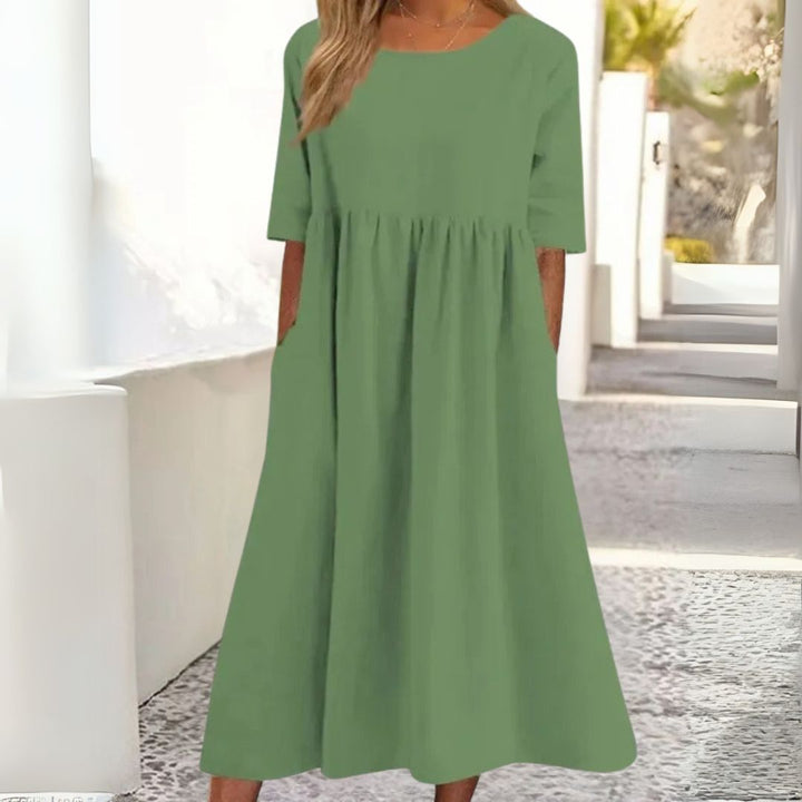 Mika | Damen Sommerkleid mit halblangen Ärmeln und Taschen
