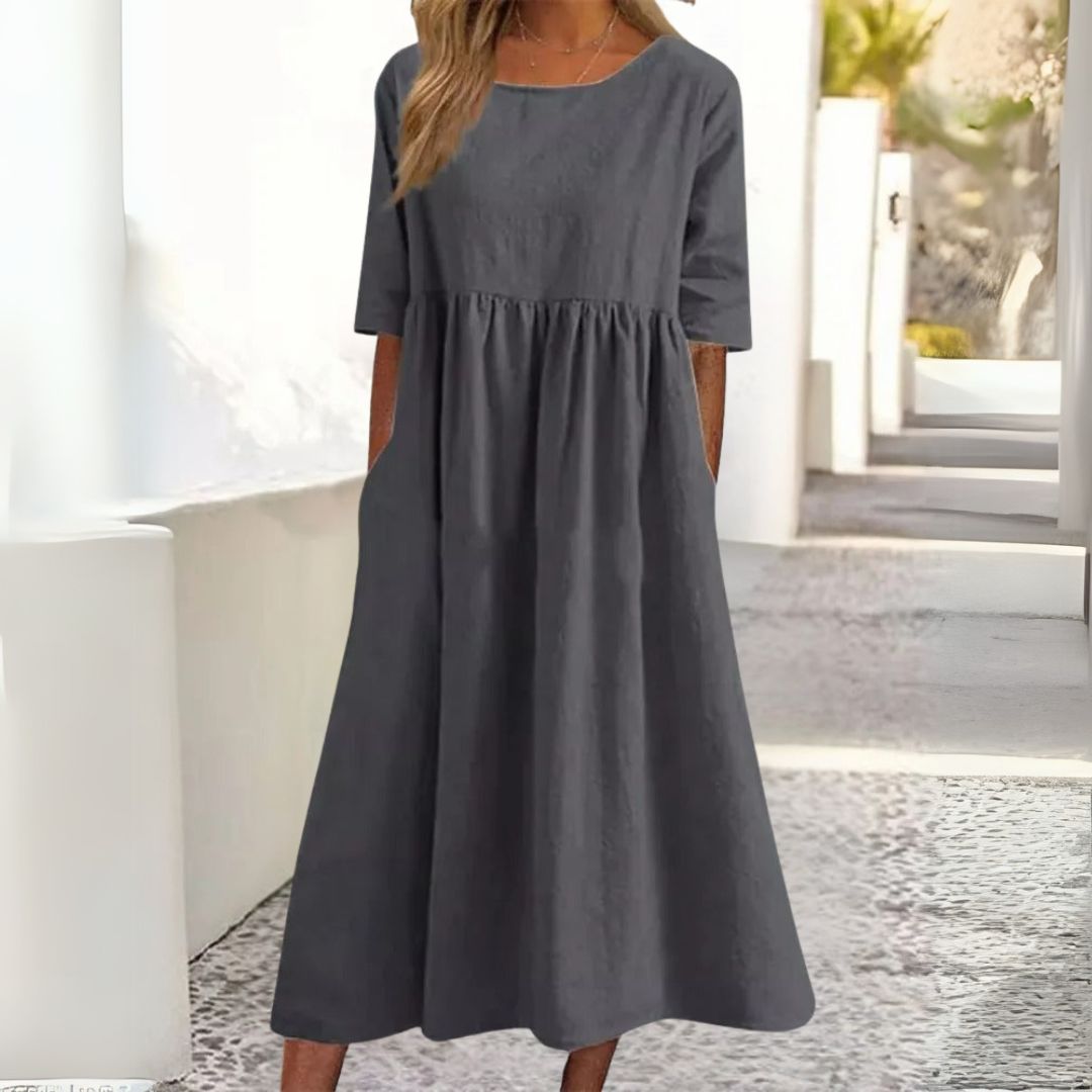 Mika | Damen Sommerkleid mit halblangen Ärmeln und Taschen