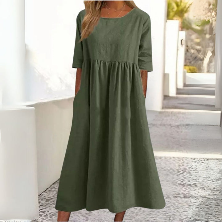 Mika | Damen Sommerkleid mit halblangen Ärmeln und Taschen