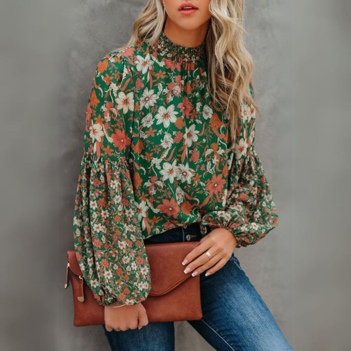 Miriam | Leichte Blumenbluse mit Puffärmeln für Frauen