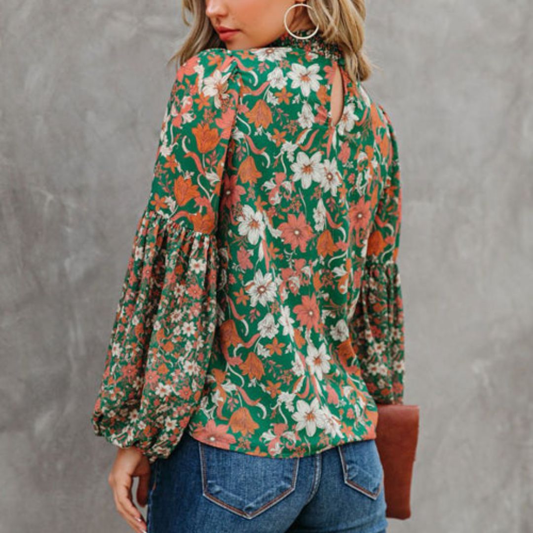 Miriam | Leichte Blumenbluse mit Puffärmeln für Frauen