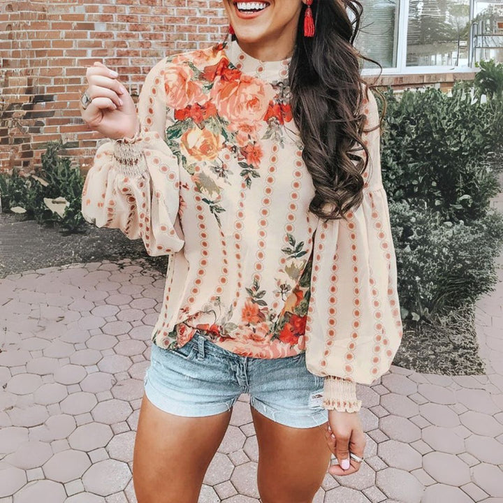 Miriam | Leichte Blumenbluse mit Puffärmeln für Frauen