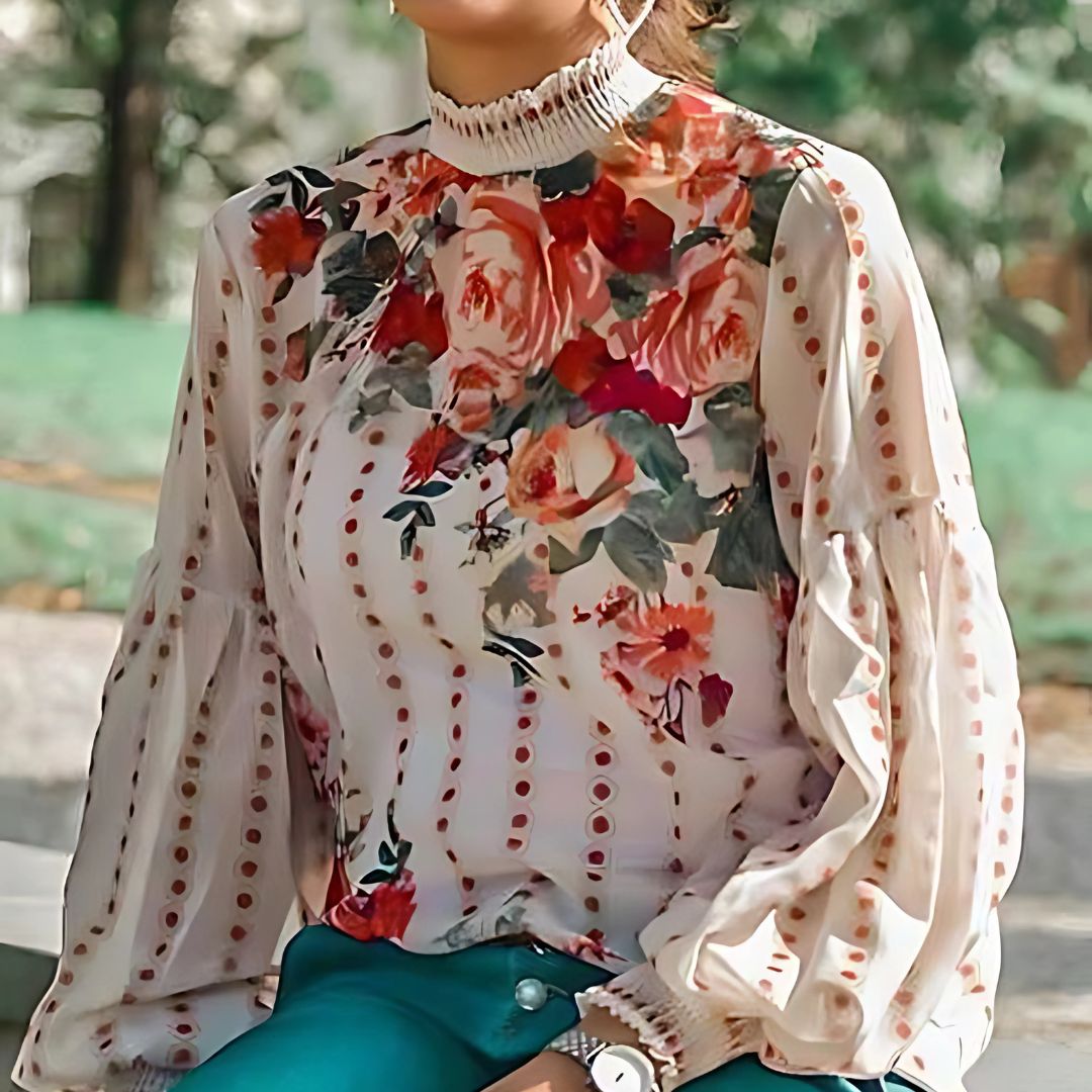 Miriam | Leichte Blumenbluse mit Puffärmeln für Frauen