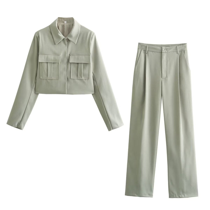 Claire | Zweiteiler mit Cropped-Blazer und weiter Hose für Frauen