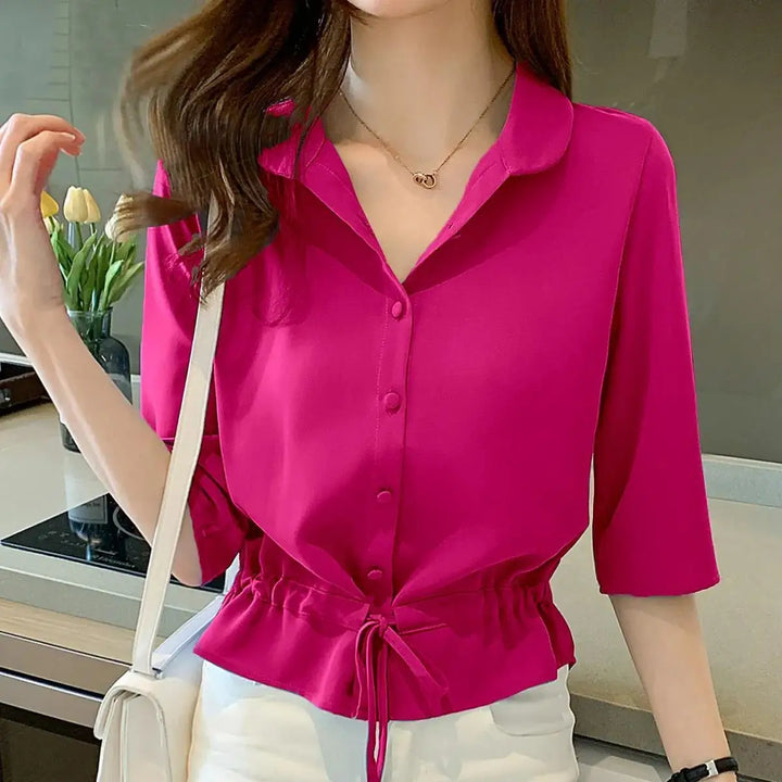 Alba | Bluse mit Taillenbindung und halblangem Ärmel für Frauen