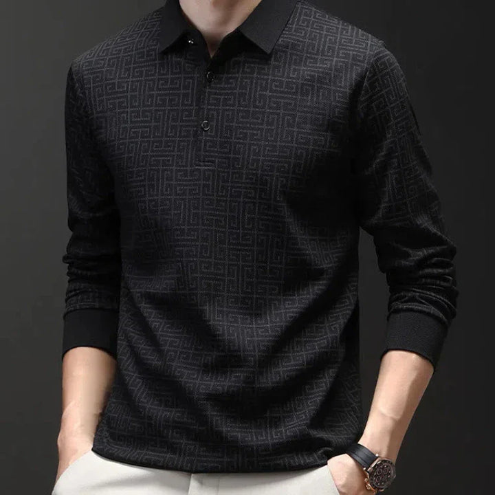 Marek | Gemustertes Langarm-Poloshirt für Männer