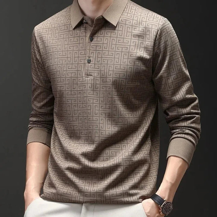 Marek | Gemustertes Langarm-Poloshirt für Männer