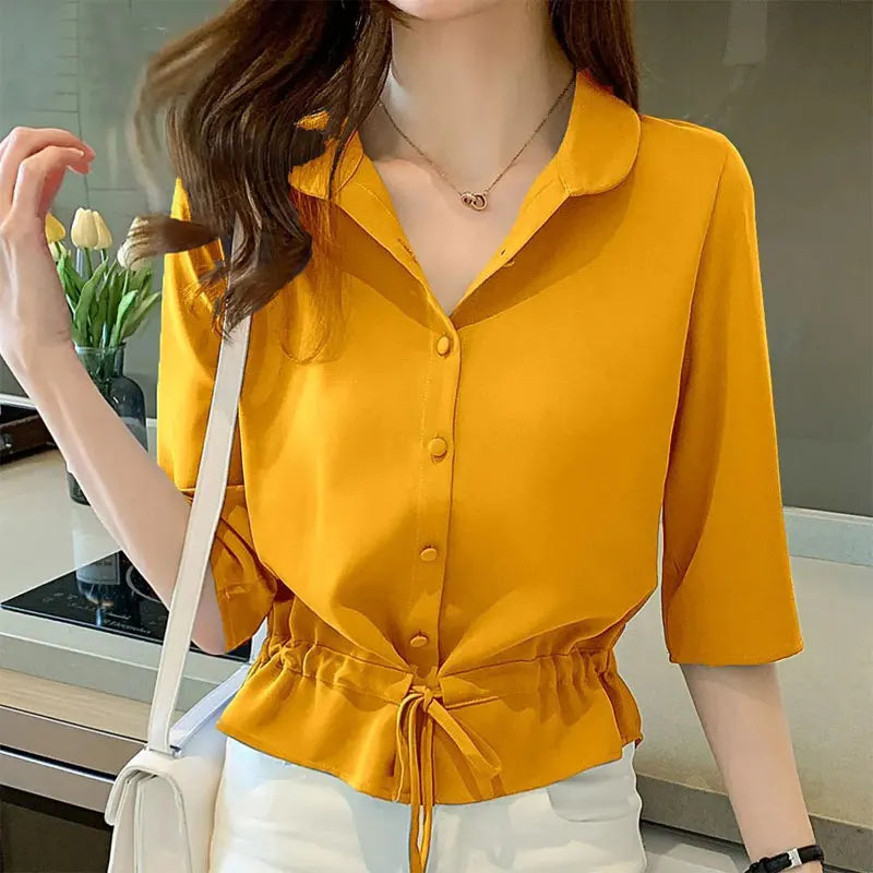 Alba | Bluse mit Taillenbindung und halblangem Ärmel für Frauen