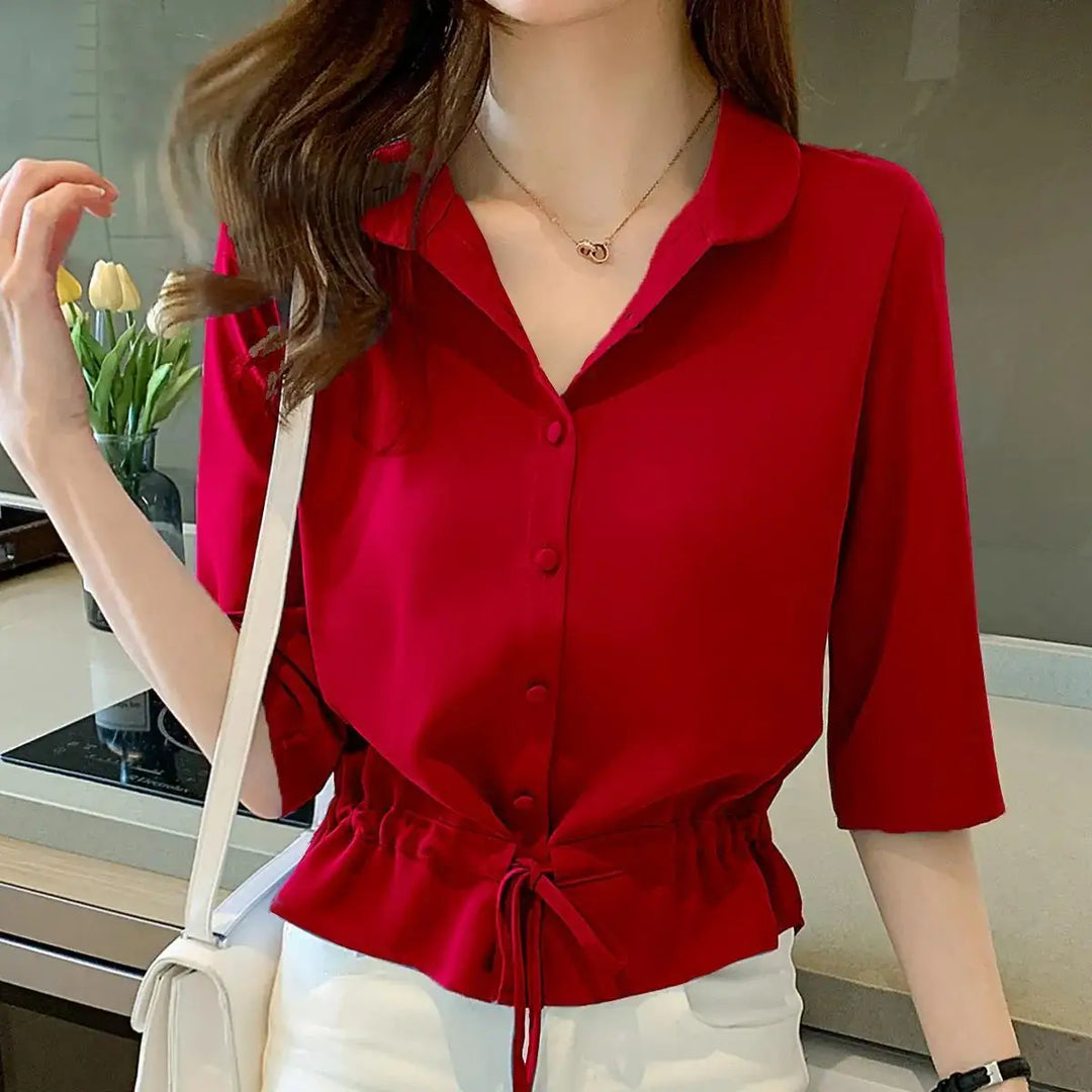 Alba | Bluse mit Taillenbindung und halblangem Ärmel für Frauen
