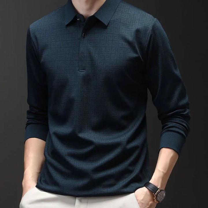 Marek | Gemustertes Langarm-Poloshirt für Männer