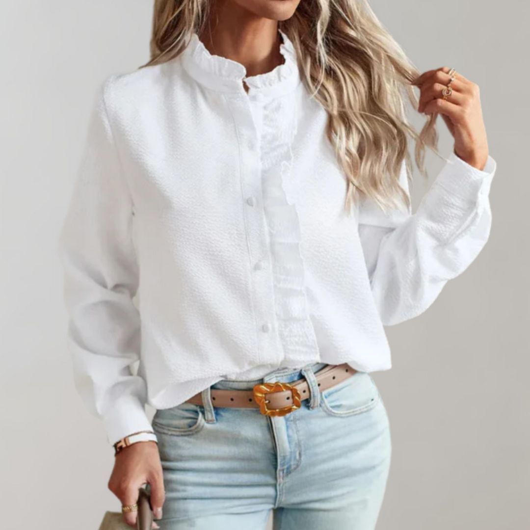 Stefanie | Damen Bluse Elegant Büro-Look mit Raffung