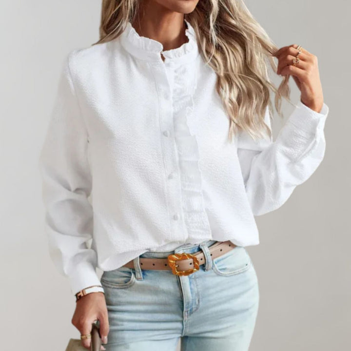 Stefanie | Damen Bluse Elegant Büro-Look mit Raffung