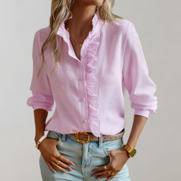 Stefanie | Damen Bluse Elegant Büro-Look mit Raffung