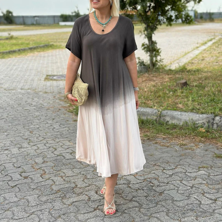 Liora | Lockeres Midikleid mit Farbverlauf und V-Ausschnitt für Frauen