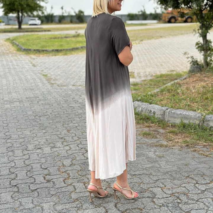 Liora | Lockeres Midikleid mit Farbverlauf und V-Ausschnitt für Frauen