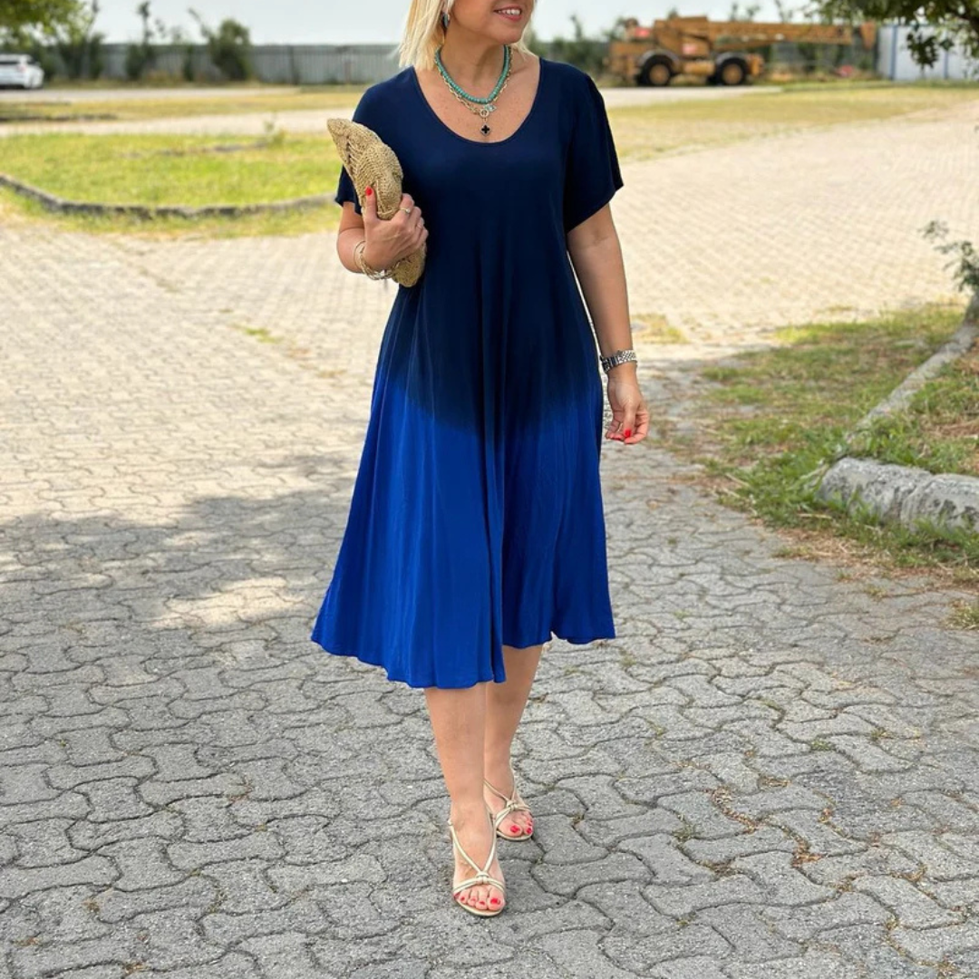 Liora | Lockeres Midikleid mit Farbverlauf und V-Ausschnitt für Frauen