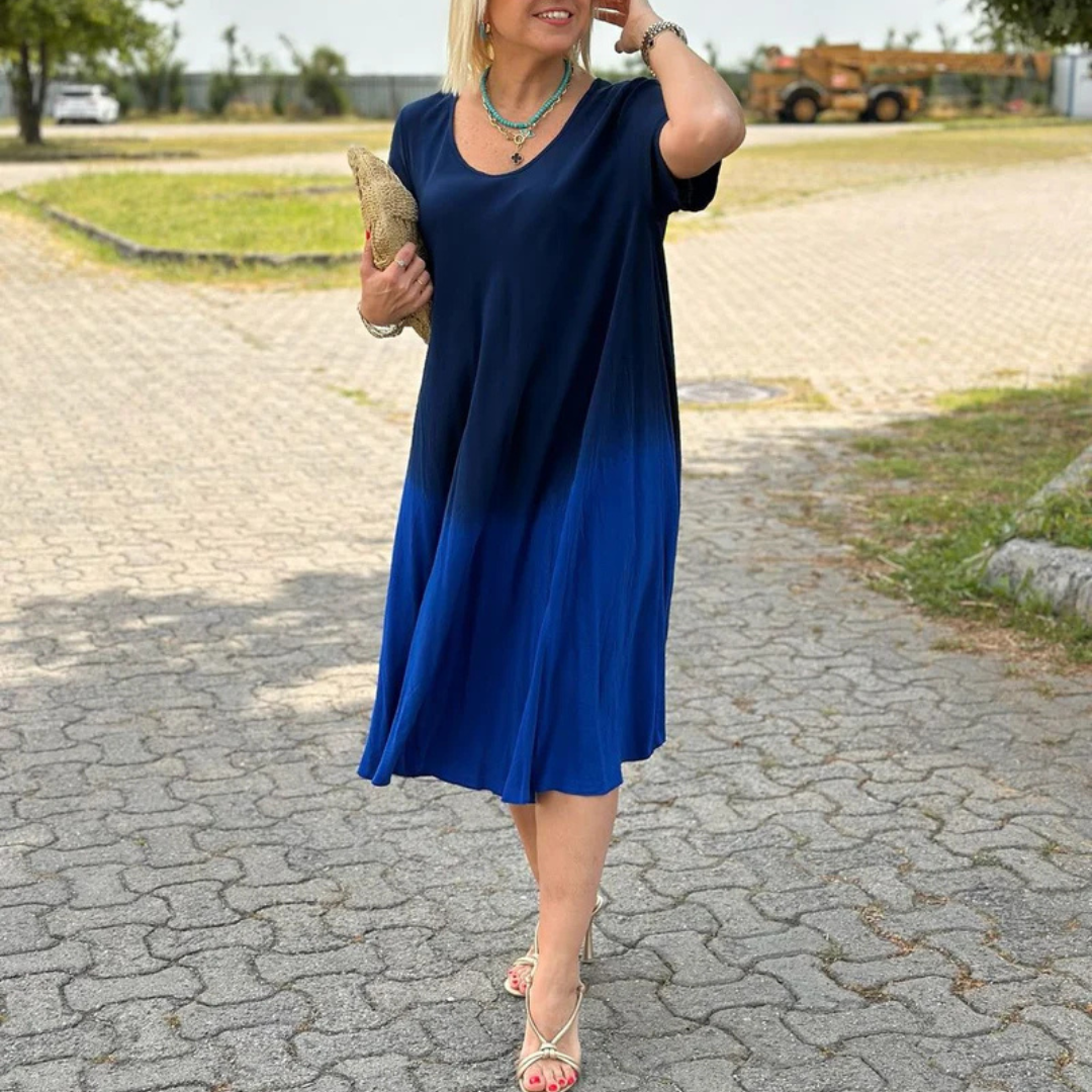 Liora | Lockeres Midikleid mit Farbverlauf und V-Ausschnitt für Frauen