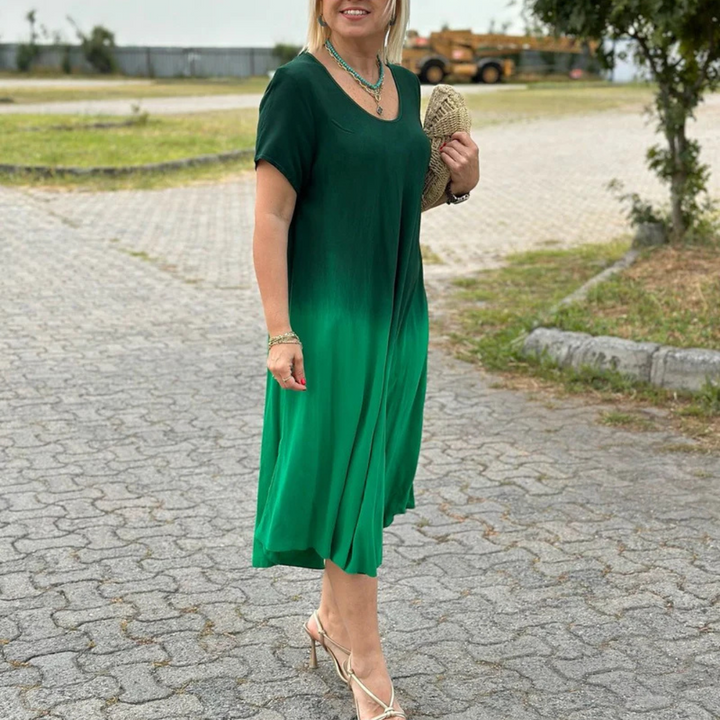 Liora | Lockeres Midikleid mit Farbverlauf und V-Ausschnitt für Frauen