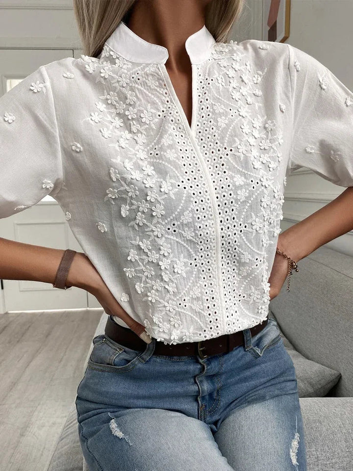 Viktoria | Luxuriöse Bestickte Damenbluse