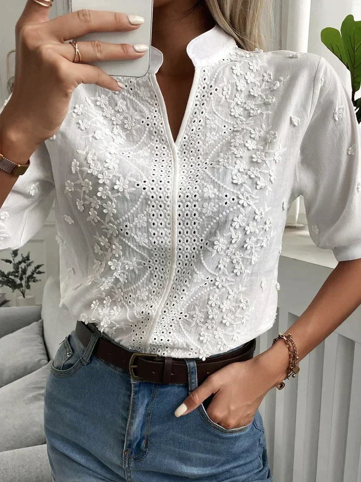 Viktoria | Luxuriöse Bestickte Damenbluse