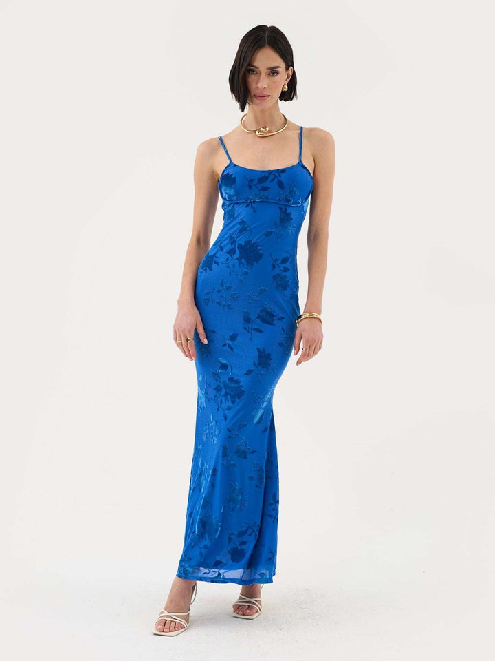 GRETA | GEBLÜMTES MAXIKLEID AUS SAMT