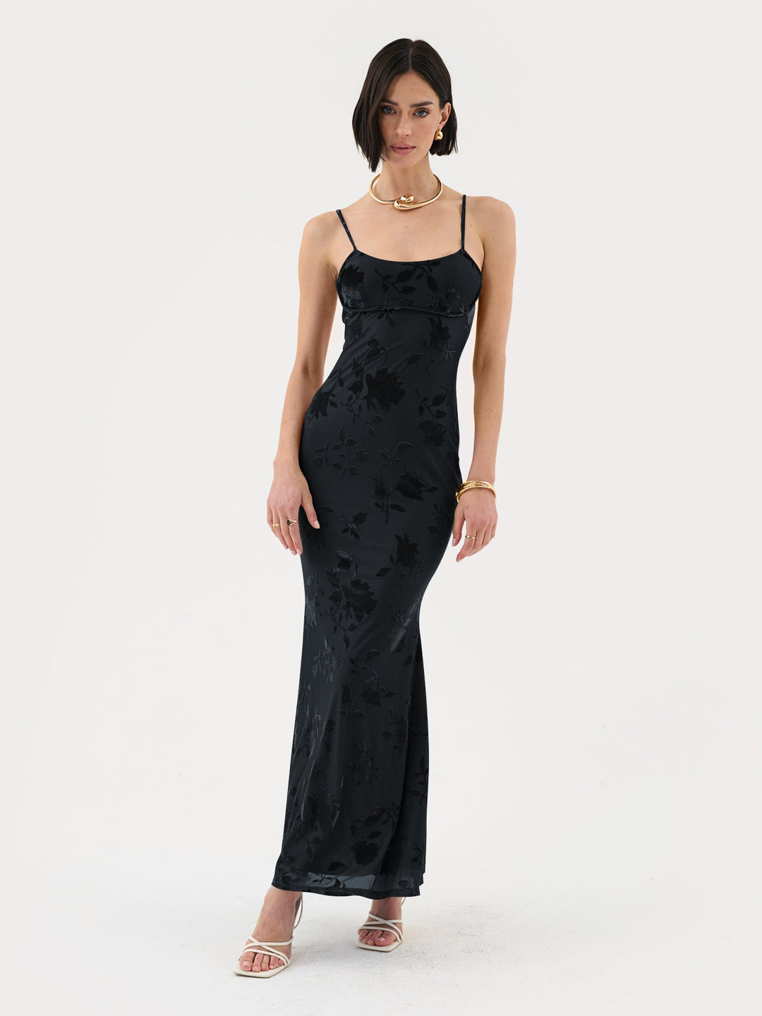 GRETA | GEBLÜMTES MAXIKLEID AUS SAMT
