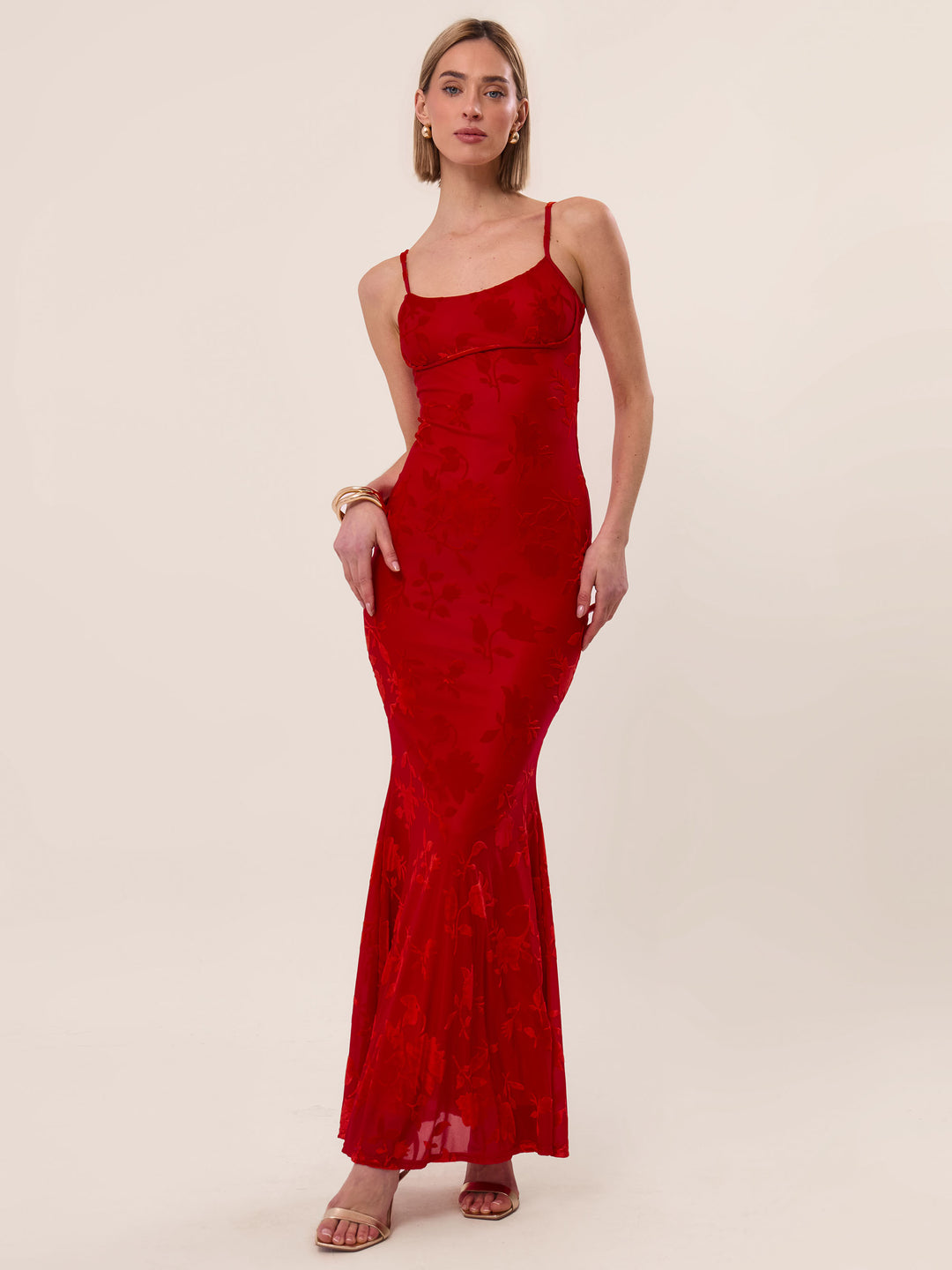 GRETA | GEBLÜMTES MAXIKLEID AUS SAMT
