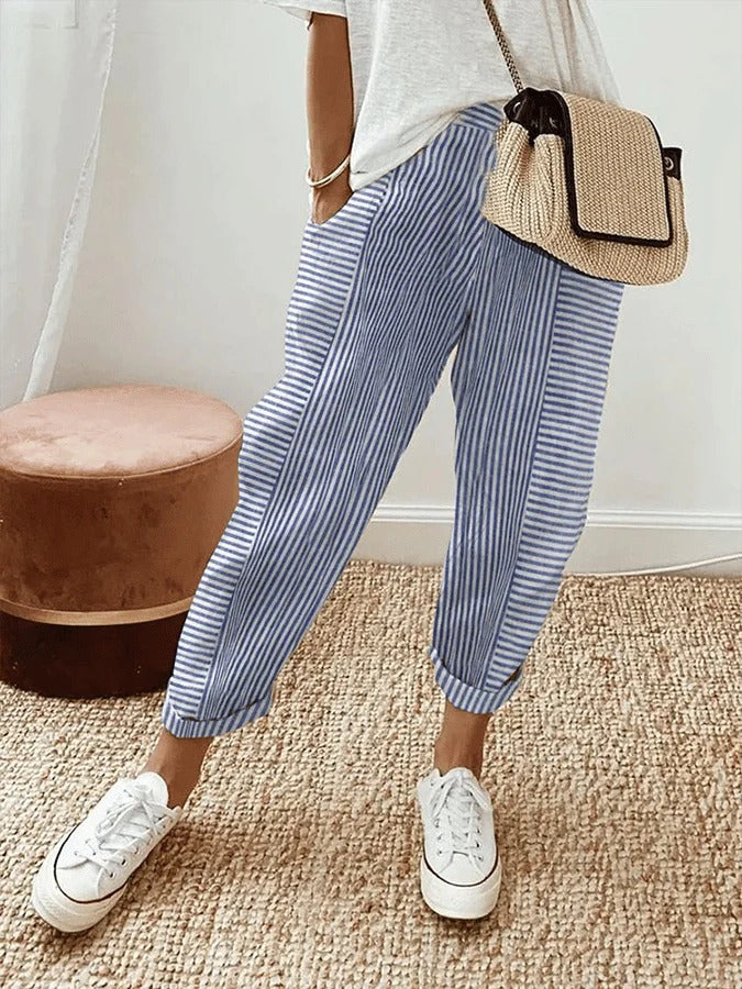 Brigitte | Gestreifte Damenhose mit Taschen