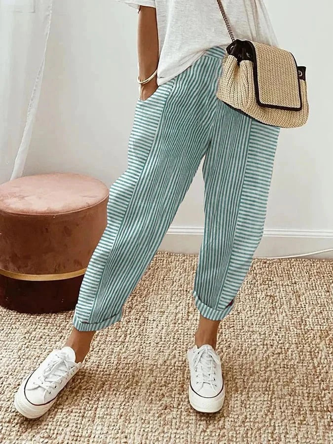 Brigitte | Gestreifte Damenhose mit Taschen