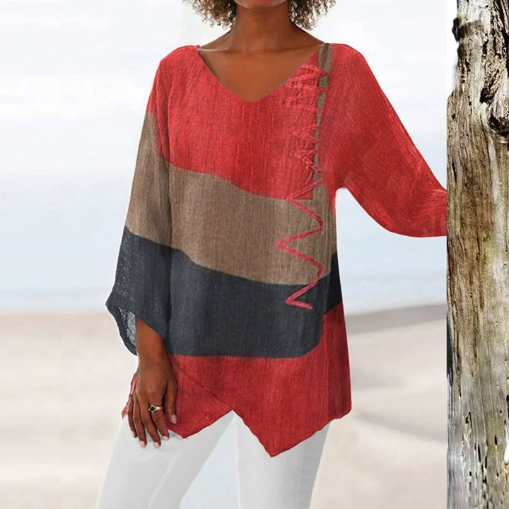 Nayla | Damen Bluse mit Farbblock-Design